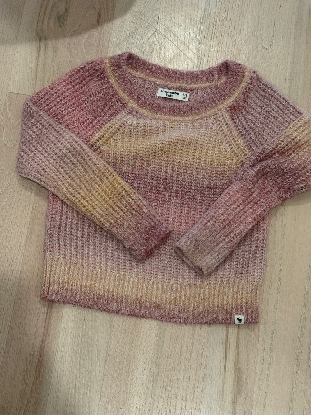 Abercrombie & Fitch Pink and Cream Ombre Crewneck Sweater